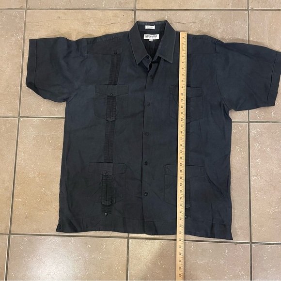 Giovanni Uomo 100% Linen Mens 2X Shirt Golf Beach Cool Vacation Black-Washed - Picture 6 of 6